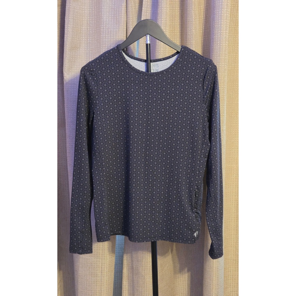 Hang Ten Long Sleeve Floral Print T-Shirt Women's Medium Black Gray Side Zip